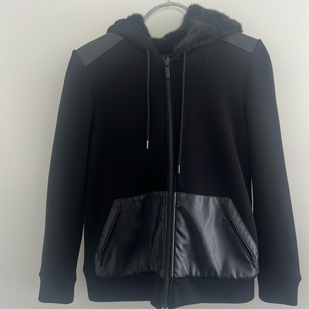 The Kooples Sport Men’s Further and Leather Trim Sweatshirt
